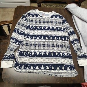 New Jolly Jammies Navy Blue Fair Isle Stripe Christmas Pajamas Size Men's XXL